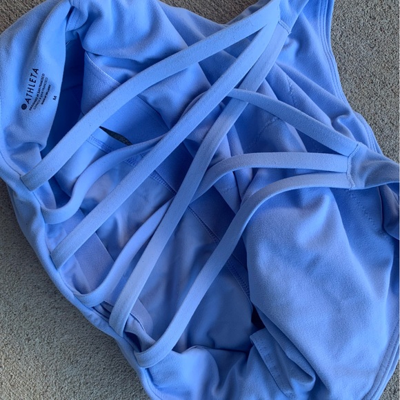 Athleta Blue Strappy Cropped Top Sports Bra Medium - Picture 4 of 4